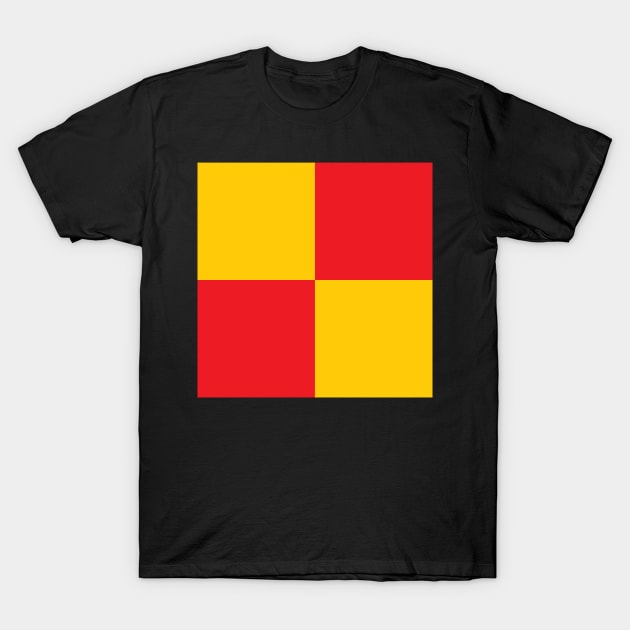 Liverpool Red and Yellow Checkered Fan Flag T-Shirt by Culture-Factory